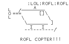 Animated ROFLcopter ASCII art